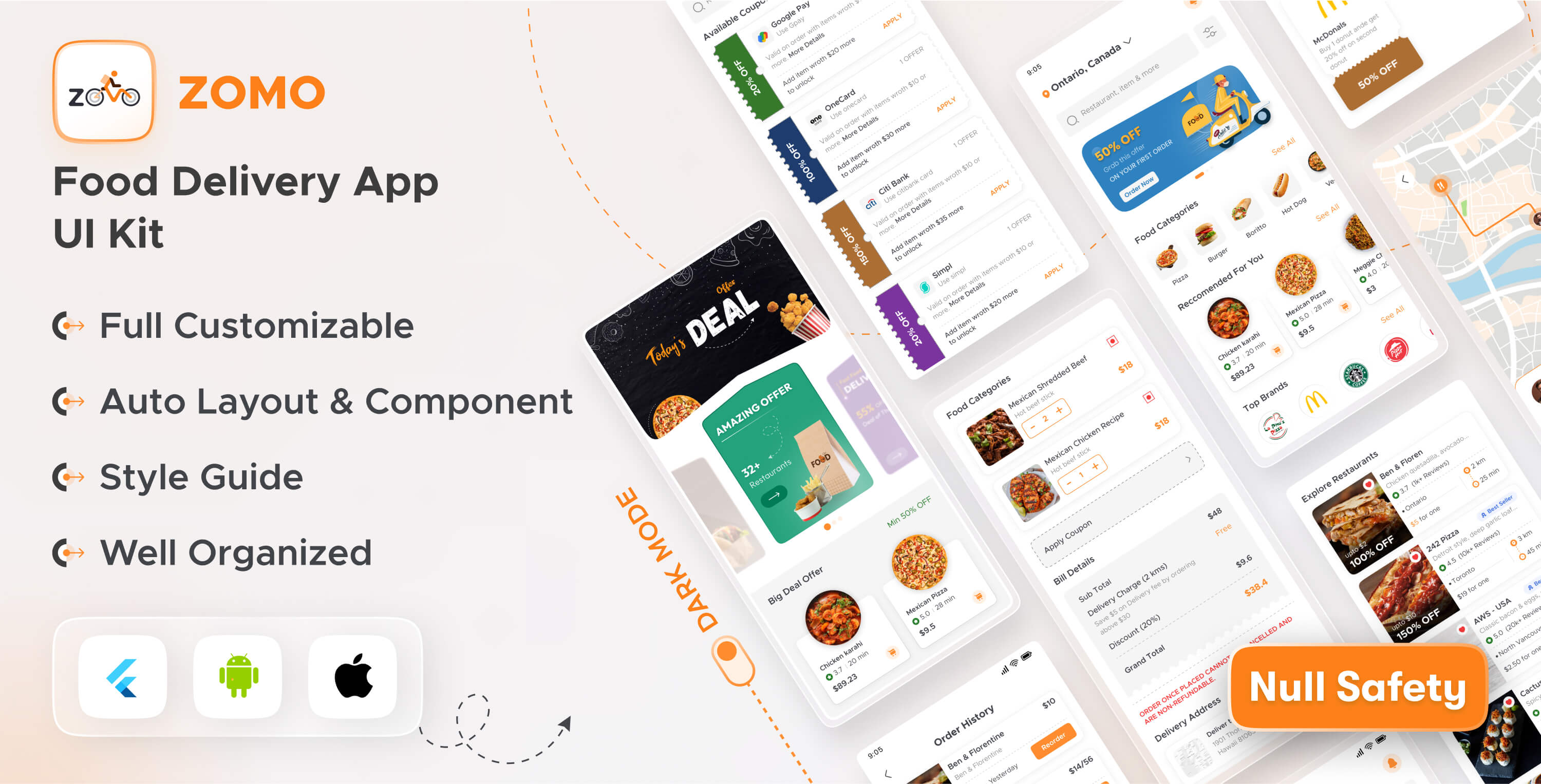 Online Organic Food Delivery & Grocery Market React Native App UI Kit - Zomo product image
